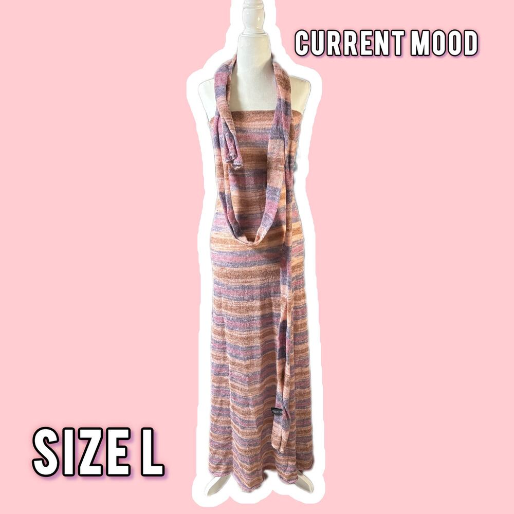 Current mood knit tube dress with scarf